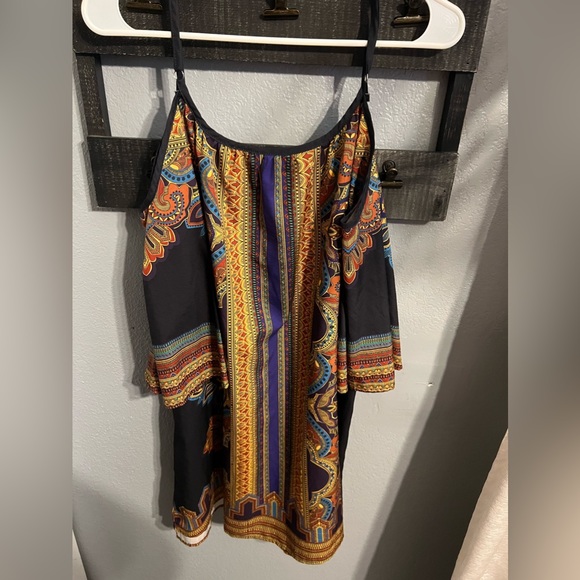 Women’s Cold Shoulder Colorful Dress - Picture 6 of 6